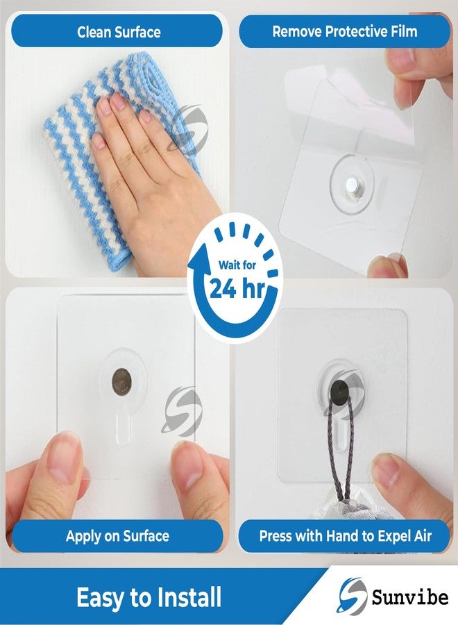 SUNVIBE Plastic 20 Pieces Self Adhesive Heavy Duty Nail Photo Wall Hook No Drilling Installation For Use Inside Home & Kitchen, Clear - Image 4